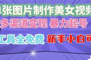 单张图片作美女视频 ，多渠道变现 暴力起号，所有工具全免费 ，新手小…