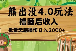 熊出没4.0新玩法，软件加持，新手小白无脑矩阵操作，日入2000+