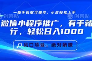 微信小程序推广，有手就行，轻松日入1000+