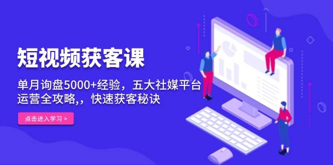 短视频获客课，单月询盘5000+经验，五大社媒平台运营全攻略,，快速获客…插图