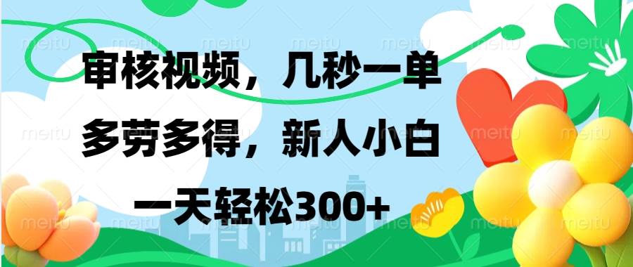 视频审核，新手可做，多劳多得，新人小白一天轻松300+插图