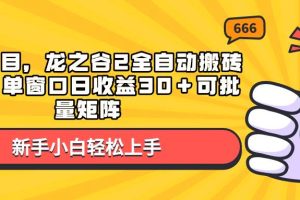 蓝海项目，龙之谷2全自动搬砖游戏，单窗口日收益30＋可批量矩阵