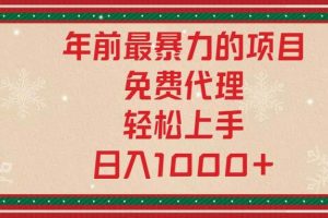 年前最暴力的项目，免费代理，轻松上手，日入1000+