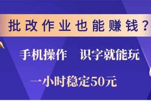 批改作业也能赚钱？0门槛手机项目，识字就能玩！一小时50元！