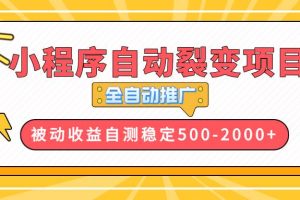 【小程序自动裂变项目】全自动推广，收益在500-2000+